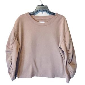 Abercrombie & Fitch Ruched Sleeve Sweatshirt Brown Cropped Size Small